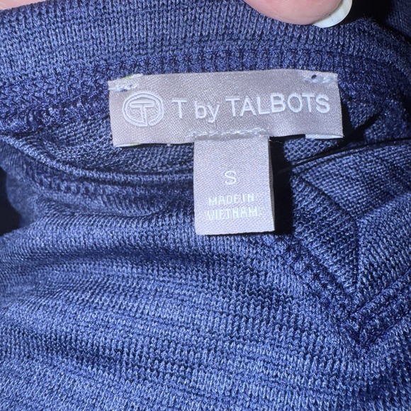 NWT T By Talbots Wide Leg Jumpsuit Women Small Blue V-Neck Pockets Crop Stretch - Picture 8 of 8